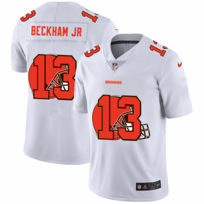 Cleveland Cleveland Browns #13 Odell Beckham Jr. White Men's Nike Team Logo Dual Overlap Limited NFL Jersey