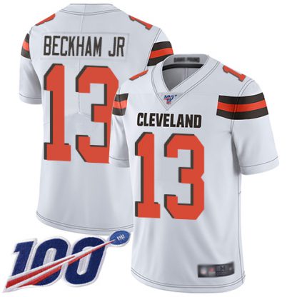 Nike Cleveland Browns #13 Odell Beckham Jr White Men's Stitched NFL 100th Season Vapor Limited Jersey