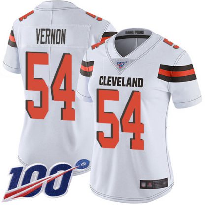Nike Cleveland Browns #54 Olivier Vernon White Women's Stitched NFL 100th Season Vapor Limited Jersey