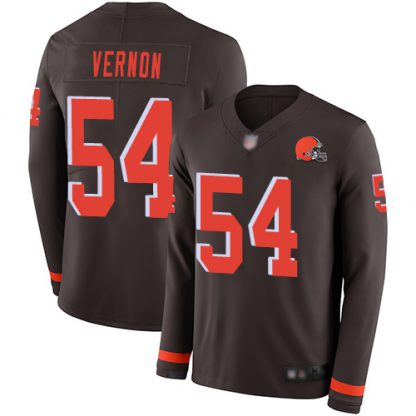 Nike Cleveland Browns #54 Olivier Vernon Brown Team Color Men's Stitched NFL Limited Therma Long Sleeve Jersey