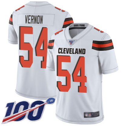Nike Cleveland Browns #54 Olivier Vernon White Men's Stitched NFL 100th Season Vapor Limited Jersey
