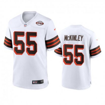 Men's Cleveland Browns #55 Takkarist Mckinley Nike 1946 Collection Alternate Game Limited NFL Jersey - White