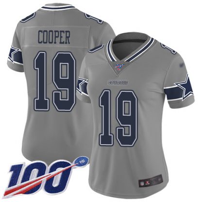 Nike Dallas Cowboys #19 Amari Cooper Gray Women's Stitched NFL Limited Inverted Legend 100th Season Jersey