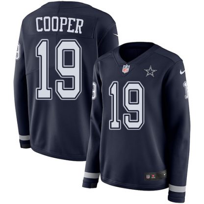 Nike Dallas Cowboys #19 Amari Cooper Navy Blue Team Color Women's Stitched NFL Limited Therma Long Sleeve Jersey