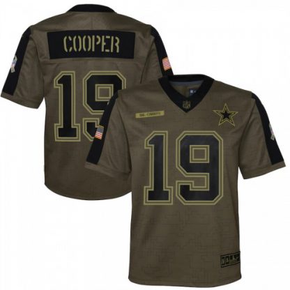 Dallas Dallas Cowboys #19 Amari Cooper Olive Nike Youth 2021 Salute To Service Game Jersey