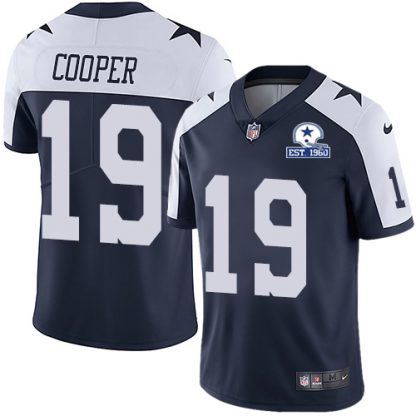 Nike Dallas Cowboys #19 Amari Cooper Navy Blue Thanksgiving Men's Stitched With Established In 1960 Patch NFL Vapor Untouchable Limited Throwback Jersey