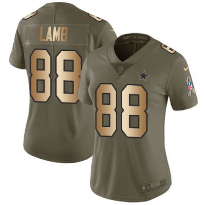 Nike Dallas Cowboys #88 CeeDee Lamb Olive/Gold Women's Stitched NFL Limited 2017 Salute To Service Jersey