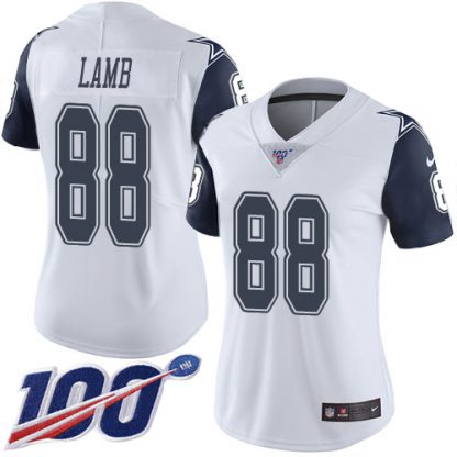 Nike Dallas Cowboys #88 CeeDee Lamb White Women's Stitched NFL Limited Rush 100th Season Jersey