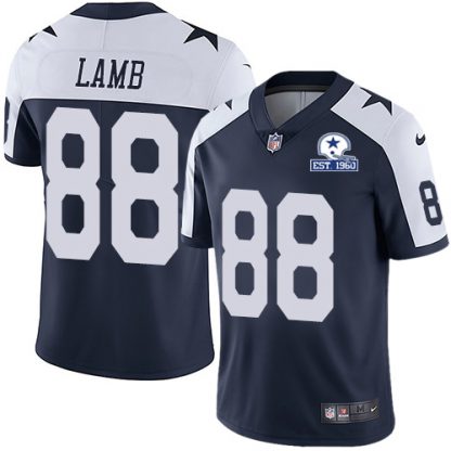 Nike Dallas Cowboys #88 CeeDee Lamb Navy Blue Thanksgiving Men's Stitched With Established In 1960 Patch NFL Vapor Untouchable Limited Throwback Jersey