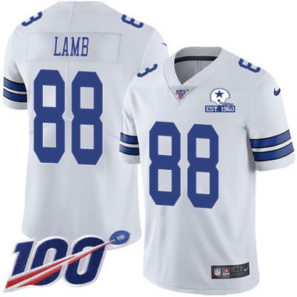 Nike Dallas Cowboys #88 CeeDee Lamb White Men's Stitched With Established In 1960 Patch NFL 100th Season Vapor Untouchable Limited Jersey