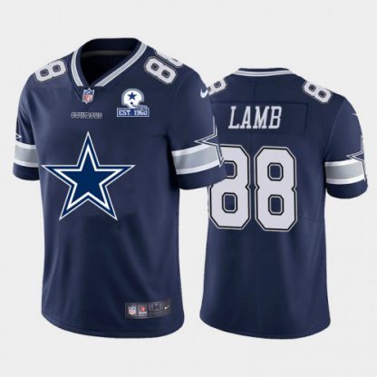 Dallas Dallas Cowboys #88 CeeDee Lamb Navy Blue Men's Nike Big Team Logo With Established In 1960 Patch Vapor Limited NFL Jersey