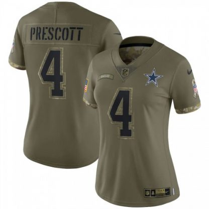 Dallas Dallas Cowboys #4 Dak Prescott Nike Women's 2022 Salute To Service Limited Jersey - Olive
