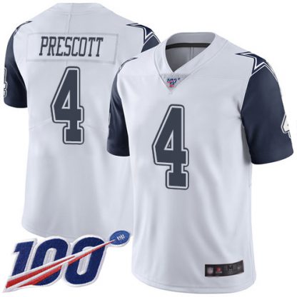 Nike Dallas Cowboys #4 Dak Prescott White Youth Stitched NFL Limited Rush 100th Season Jersey