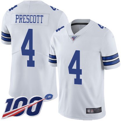 Nike Dallas Cowboys #4 Dak Prescott White Youth Stitched NFL 100th Season Vapor Limited Jersey
