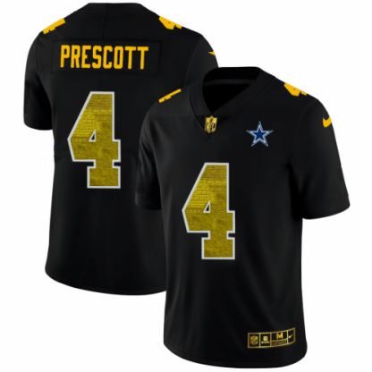 Dallas Dallas Cowboys #4 Dak Prescott Men's Black Nike Golden Sequin Vapor Limited NFL Jersey
