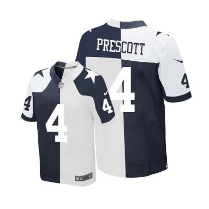 Nike Dallas Cowboys #4 Dak Prescott Navy Blue/White Men's Stitched NFL Elite Split Jersey