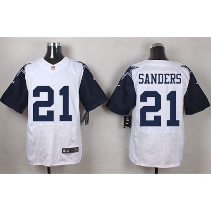 Nike Dallas Cowboys #21 Deion Sanders White Men's Stitched NFL Elite Rush Jersey