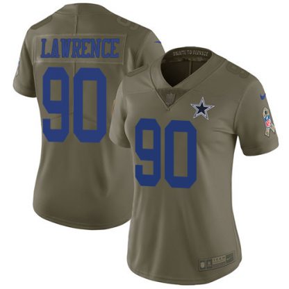 Nike Dallas Cowboys #90 Demarcus Lawrence Olive Women's Stitched NFL Limited 2017 Salute to Service Jersey