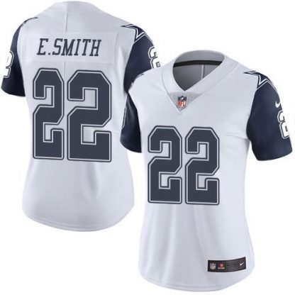 Nike Dallas Cowboys #22 Emmitt Smith White Women's Stitched NFL Limited Rush Jersey