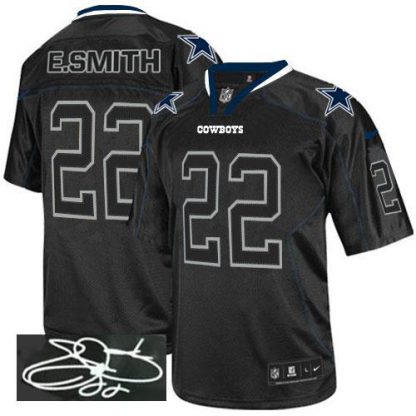 Nike Dallas Cowboys #22 Emmitt Smith Lights Out Black Men's Stitched NFL Elite Autographed Jersey