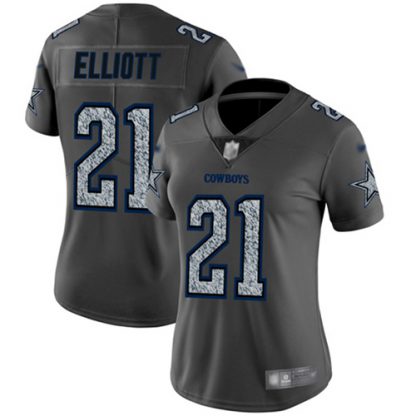 Nike Dallas Cowboys #21 Ezekiel Elliott Gray Static Women's Stitched NFL Vapor Untouchable Limited Jersey