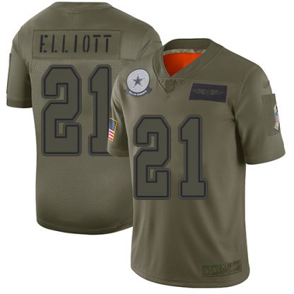 Nike Dallas Cowboys #21 Ezekiel Elliott Camo Youth Stitched NFL Limited 2019 Salute to Service Jersey