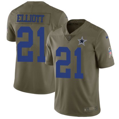 Nike Dallas Cowboys #21 Ezekiel Elliott Olive Youth Stitched NFL Limited 2017 Salute to Service Jersey