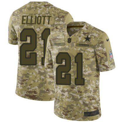Nike Dallas Cowboys #21 Ezekiel Elliott Camo Youth Stitched NFL Limited 2018 Salute to Service Jersey