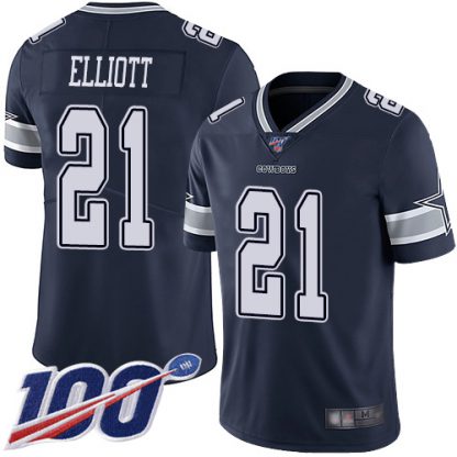 Nike Dallas Cowboys #21 Ezekiel Elliott Navy Blue Team Color Men's Stitched NFL 100th Season Vapor Limited Jersey