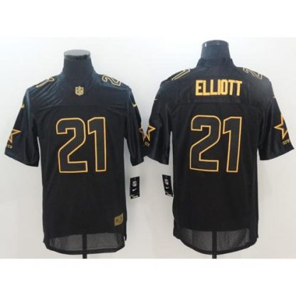 Nike Dallas Cowboys #21 Ezekiel Elliott Black Men's Stitched NFL Elite Pro Line Gold Collection Jersey