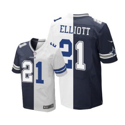 Nike Dallas Cowboys #21 Ezekiel Elliott Navy Blue/White Men's Stitched NFL Elite Split Jersey