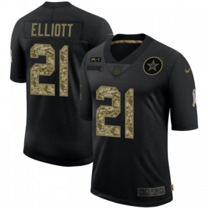 Dallas Dallas Cowboys #21 Ezekiel Elliott Men's Nike 2020 Salute To Service Camo Limited NFL Jersey Black