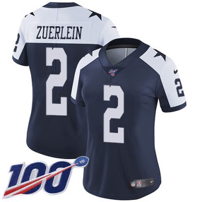 Nike Dallas Cowboys #2 Greg Zuerlein Navy Blue Thanksgiving Women's Stitched NFL 100th Season Vapor Throwback Limited Jersey