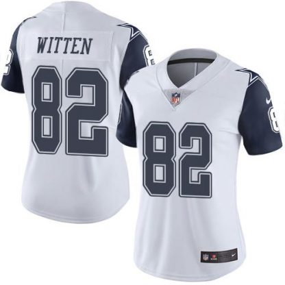 Nike Dallas Cowboys #82 Jason Witten White Women's Stitched NFL Limited Rush Jersey