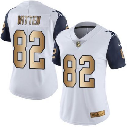 Nike Dallas Cowboys #82 Jason Witten White Women's Stitched NFL Limited Gold Rush Jersey