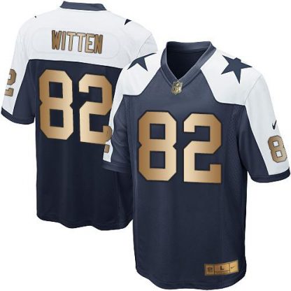 Nike Dallas Cowboys #82 Jason Witten Navy Blue Thanksgiving Throwback Youth Stitched NFL Elite Gold Jersey