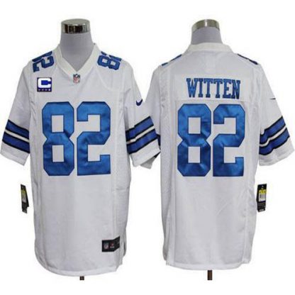 Nike Dallas Cowboys #82 Jason Witten White With C Patch Men's Stitched NFL Game Jersey