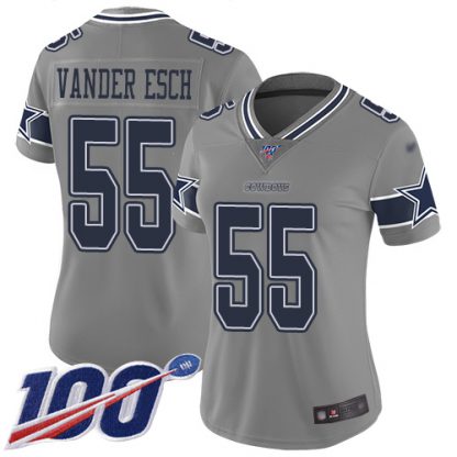 Nike Dallas Cowboys #55 Leighton Vander Esch Gray Women's Stitched NFL Limited Inverted Legend 100th Season Jersey