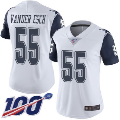 Nike Dallas Cowboys #55 Leighton Vander Esch White Women's Stitched NFL Limited Rush 100th Season Jersey