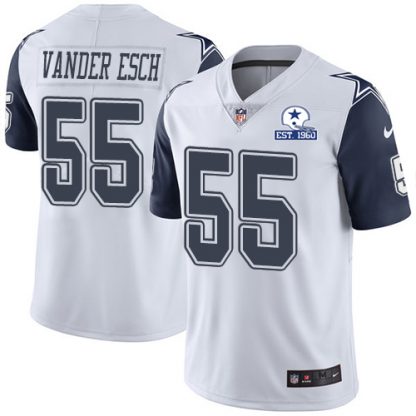 Nike Dallas Cowboys #55 Leighton Vander Esch White Men's Stitched With Established In 1960 Patch NFL Limited Rush Jersey