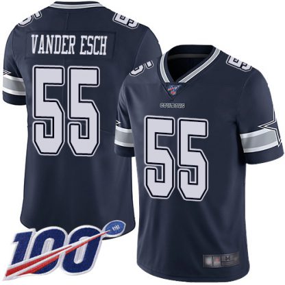 Nike Dallas Cowboys #55 Leighton Vander Esch Navy Blue Team Color Men's Stitched NFL 100th Season Vapor Limited Jersey