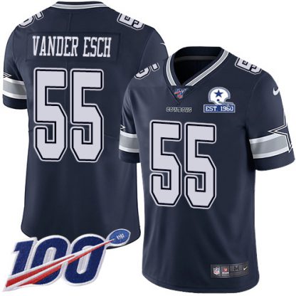 Nike Dallas Cowboys #55 Leighton Vander Esch Navy Blue Team Color Men's Stitched With Established In 1960 Patch NFL 100th Season Vapor Untouchable Limited Jersey