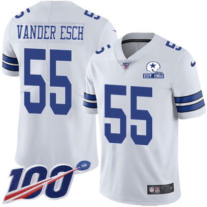 Nike Dallas Cowboys #55 Leighton Vander Esch White Men's Stitched With Established In 1960 Patch NFL 100th Season Vapor Untouchable Limited Jersey