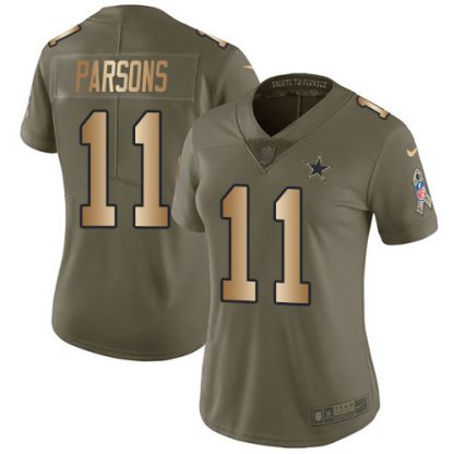 Nike Dallas Cowboys #11 Micah Parsons Olive/Gold Women's Stitched NFL Limited 2017 Salute To Service Jersey