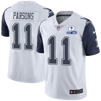 Nike Dallas Cowboys #11 Micah Parsons White Men's Stitched With Established In 1960 Patch NFL Limited Rush Jersey