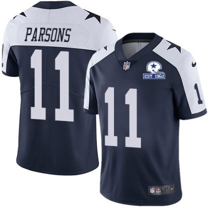 Nike Dallas Cowboys #11 Micah Parsons Navy Blue Thanksgiving Men's Stitched With Established In 1960 Patch NFL Vapor Untouchable Limited Throwback Jersey