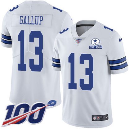 Nike Dallas Cowboys #13 Michael Gallup White Men's Stitched With Established In 1960 Patch NFL 100th Season Vapor Untouchable Limited Jersey