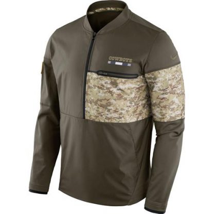 Men's Dallas Dallas Cowboys Nike Olive Salute to Service Sideline Hybrid Half-Zip Pullover Jacket