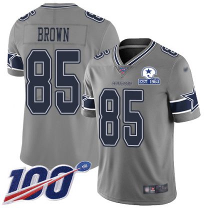 Nike Dallas Cowboys #85 Noah Brown Gray Men's Stitched With Established In 1960 Patch NFL Limited Inverted Legend 100th Season Jersey