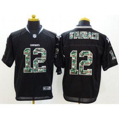 Nike Dallas Cowboys #12 Roger Staubach Black Men's Stitched NFL Elite Camo Fashion Jersey